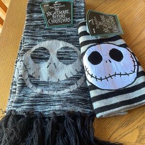 Disney Tim Burton’s The Nightmare Before Christmas Beanie and Scarf NWT